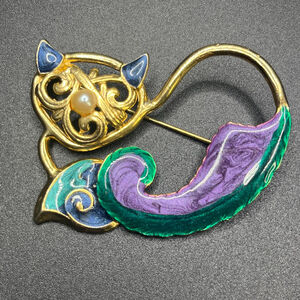 vintage art nouveau style enamel brooch